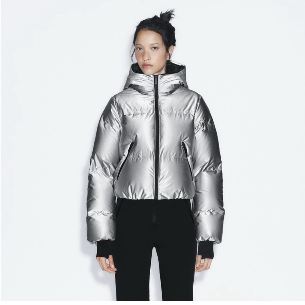 Zara Women's Metallic Silver Ski Jacket
